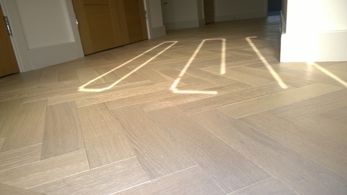 White Stained Varnished Oak Parquet